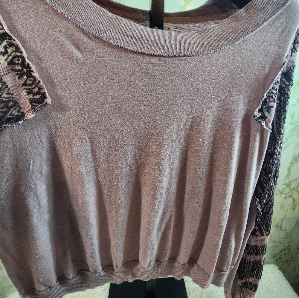 We The Free Lavender Boat Neck Cropped Top